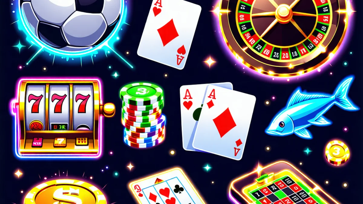 Hình ảnh tổng hợp các trò chơi cá cược đa dạng tại Hi88, bao gồm thể thao, casino và slot game